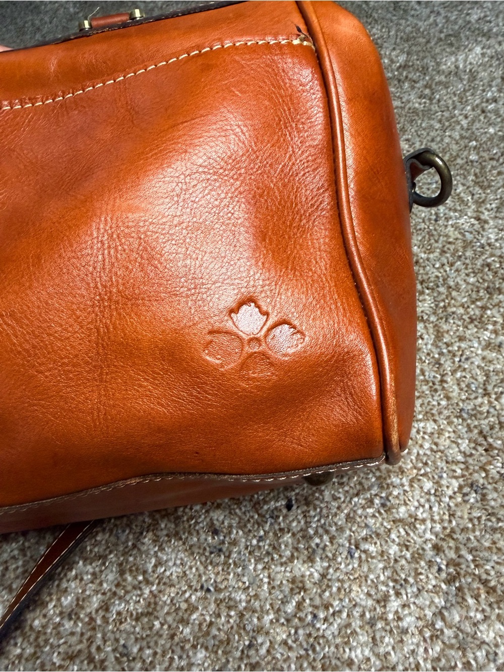Vintage Patricia Nash Morina Doctor Bag 100% Italian Leather Cognac Tan - Picture 7 of 14